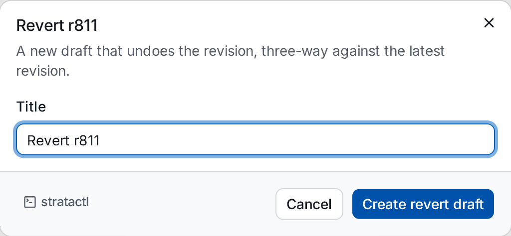 The Revert r811 dialog: a new draft that undoes the revision